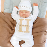 Personalized Baby Outfit Set with a Patch (LIGHT BROWN)